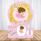 Rosa Und Gold Blumen Ballerina Runden Party Hintergrund Bausatz